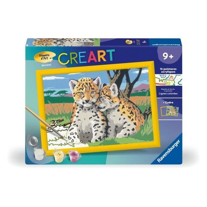 CreArt Kids 18x24cm Petits léopards, Kit de peinture par numéros Numéro d'Art, Des 9 ans, 25832, Ravensburger CreArt Kids 18x24cm Petits léopards, Kit de peinture par numéros Numéro d'Art, Des 9 ans, 25832, Ravensburger