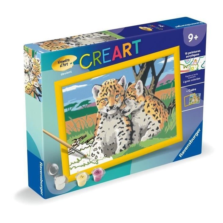 CreArt Kids 18x24cm Petits léopards, Kit de peinture par numéros Numéro d'Art, Des 9 ans, 25832, Ravensburger CreArt Kids 18x24cm Petits léopards, Kit de peinture par numéros Numéro d'Art, Des 9 ans, 25832, Ravensburger