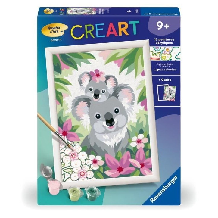 CreArt Kids 18x24cm Maman koala et son bébé, Kit de peinture par numéros Numéro d'Art, Des 9 ans, 25833, Ravensburger CreArt Kids 18x24cm Maman koala et son bébé, Kit de peinture par numéros Numéro d'Art, Des 9 ans, 25833, Ravensburger
