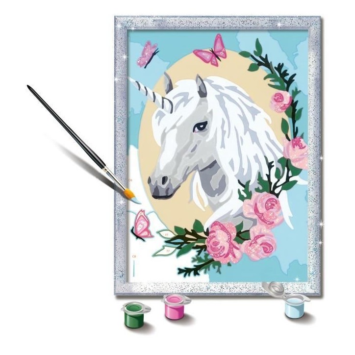 CreArt Kids 18x24cm Licorne fleurie, des 9 ans, Kit de peinture par numéros Numéro d'Art, 25834, Ravensburger CreArt Kids 18x24cm Licorne fleurie, des 9 ans, Kit de peinture par numéros Numéro d'Art, 25834, Ravensburger