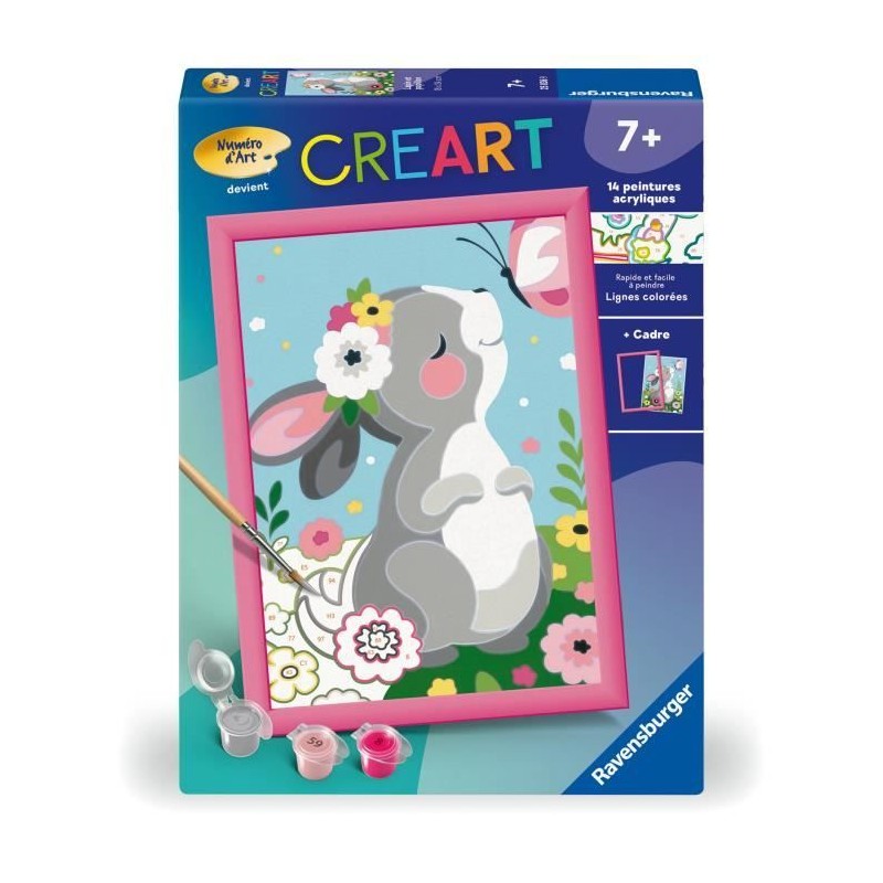CreArt Kids 18x24cm Lapin et papillon, Kit de peinture par numéros Nu CreArt Kids 18x24cm Lapin et papillon, Kit de peinture par numéros Nu