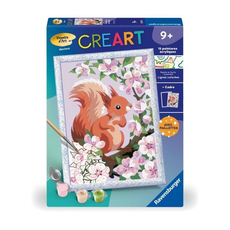 CreArt Kids 18x24cm Écureuil au printemps, Kit de peinture par numér CreArt Kids 18x24cm Écureuil au printemps, Kit de peinture par numér