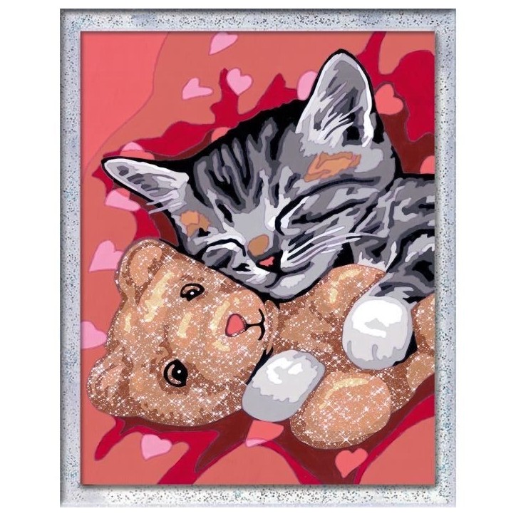 CreArt Kids 18x24cm Chaton et son nounours, Kit de peinture par numéros Numéro d'Art, Des 9 ans, 25838, Ravensburger CreArt Kids 18x24cm Chaton et son nounours, Kit de peinture par numéros Numéro d'Art, Des 9 ans, 25838, Ravensburger
