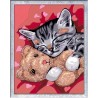 CreArt Kids 18x24cm Chaton et son nounours, Kit de peinture par numér