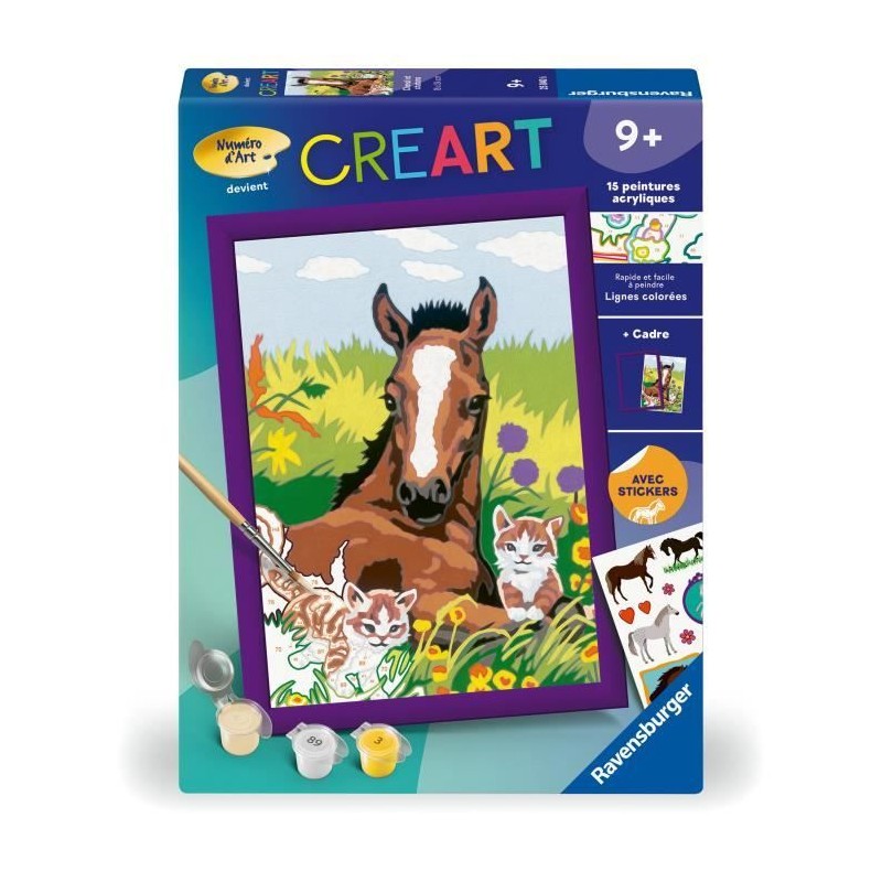 CreArt Kids 18x24cm Cheval et chatons, Kit de peinture par numéros Nu CreArt Kids 18x24cm Cheval et chatons, Kit de peinture par numéros Nu