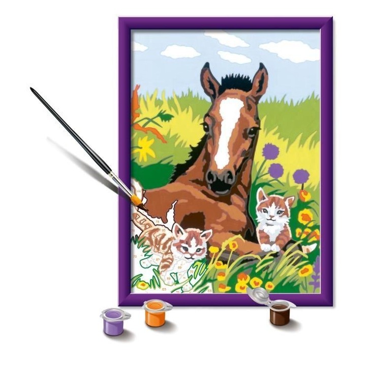 CreArt Kids 18x24cm Cheval et chatons, Kit de peinture par numéros Numéro d'Art, Des 7 ans, 25840, Ravensburger CreArt Kids 18x24cm Cheval et chatons, Kit de peinture par numéros Numéro d'Art, Des 7 ans, 25840, Ravensburger
