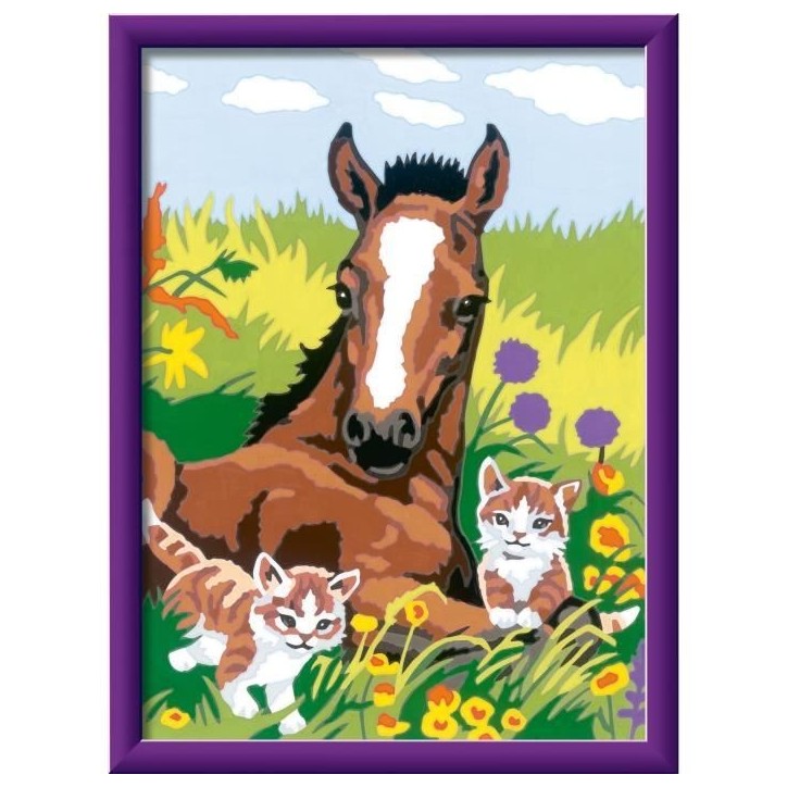 CreArt Kids 18x24cm Cheval et chatons, Kit de peinture par numéros Numéro d'Art, Des 7 ans, 25840, Ravensburger CreArt Kids 18x24cm Cheval et chatons, Kit de peinture par numéros Numéro d'Art, Des 7 ans, 25840, Ravensburger