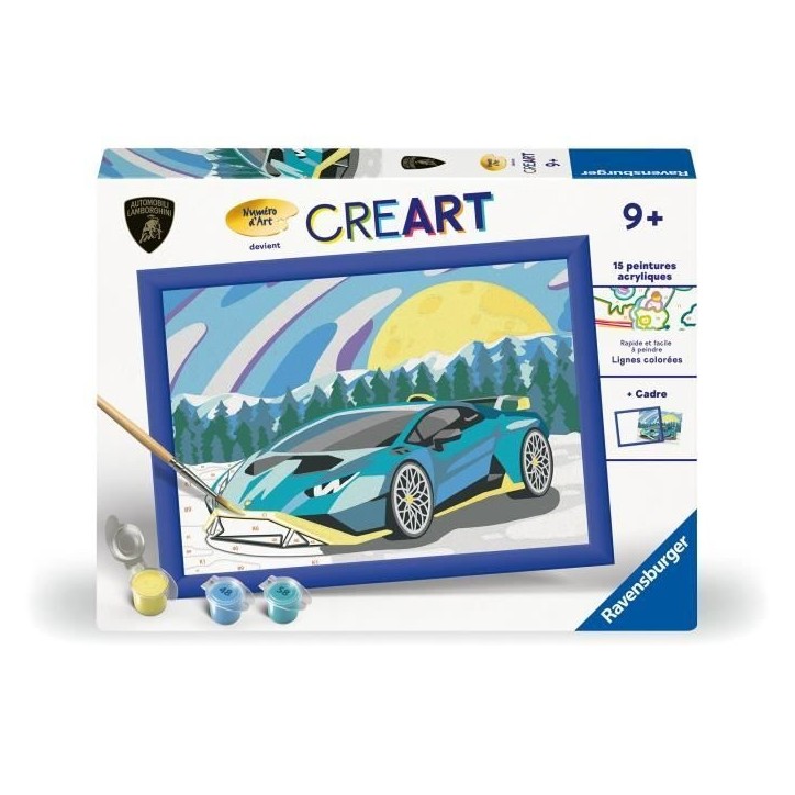 CreArt Kids 18x24cm Lamborghini, Kit de peinture par numéros Numéro d'Art, Des 7 ans, 25842, Ravensburger CreArt Kids 18x24cm Lamborghini, Kit de peinture par numéros Numéro d'Art, Des 7 ans, 25842, Ravensburger