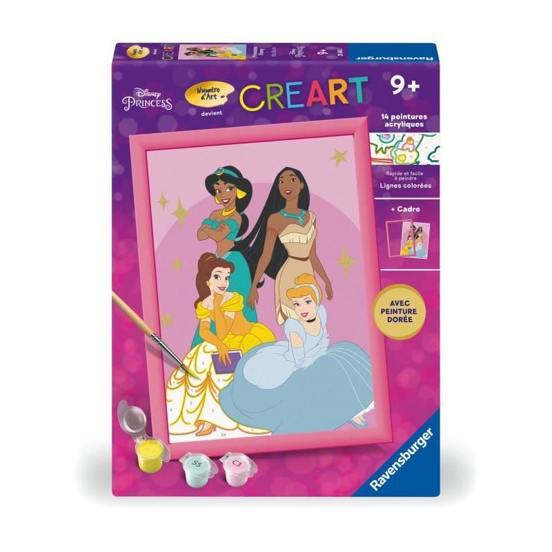 CreArt Kids 18x24cm Disney Princess, Kit de peinture par numéros Num CreArt Kids 18x24cm Disney Princess, Kit de peinture par numéros Num