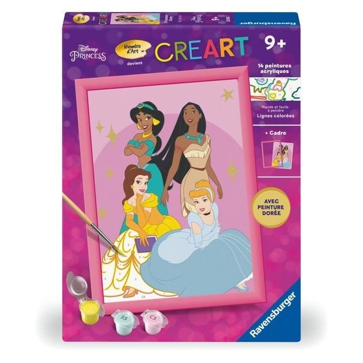 CreArt Kids 18x24cm Disney Princess, Kit de peinture par numéros Numéro d'Art, Des 7 ans, 25843, Ravensburger CreArt Kids 18x24cm Disney Princess, Kit de peinture par numéros Numéro d'Art, Des 7 ans, 25843, Ravensburger