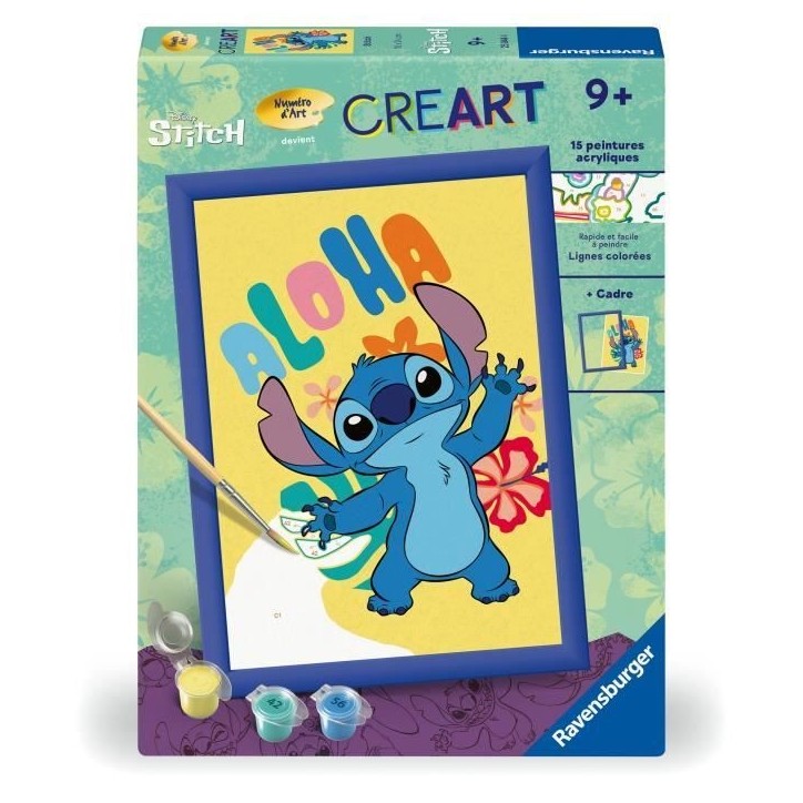 CreArt Kids 18x24cm Stitch, Kit de peinture par numéros Numéro d'Art, Des 7 ans, 25844, Ravensburger CreArt Kids 18x24cm Stitch, Kit de peinture par numéros Numéro d'Art, Des 7 ans, 25844, Ravensburger