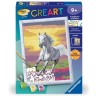 CreArt Kids 18x24cm Cheval dans le pré, Kit de peinture par numéros