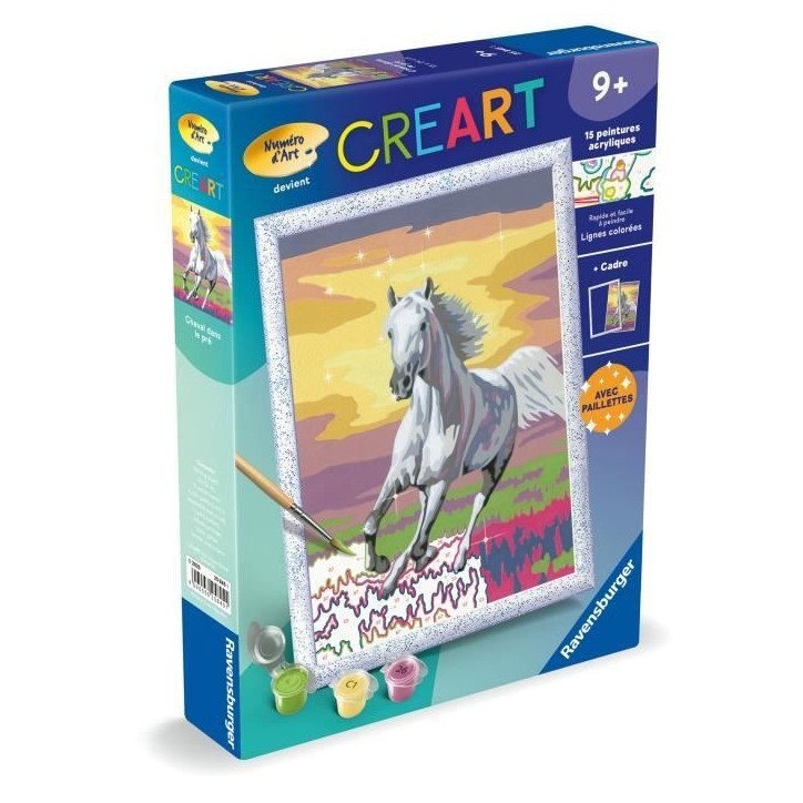 CreArt Kids 18x24cm Cheval dans le pré, Kit de peinture par numéros Numéro d'Art, Des 7 ans, 25845, Ravensburger CreArt Kids 18x24cm Cheval dans le pré, Kit de peinture par numéros Numéro d'Art, Des 7 ans, 25845, Ravensburger