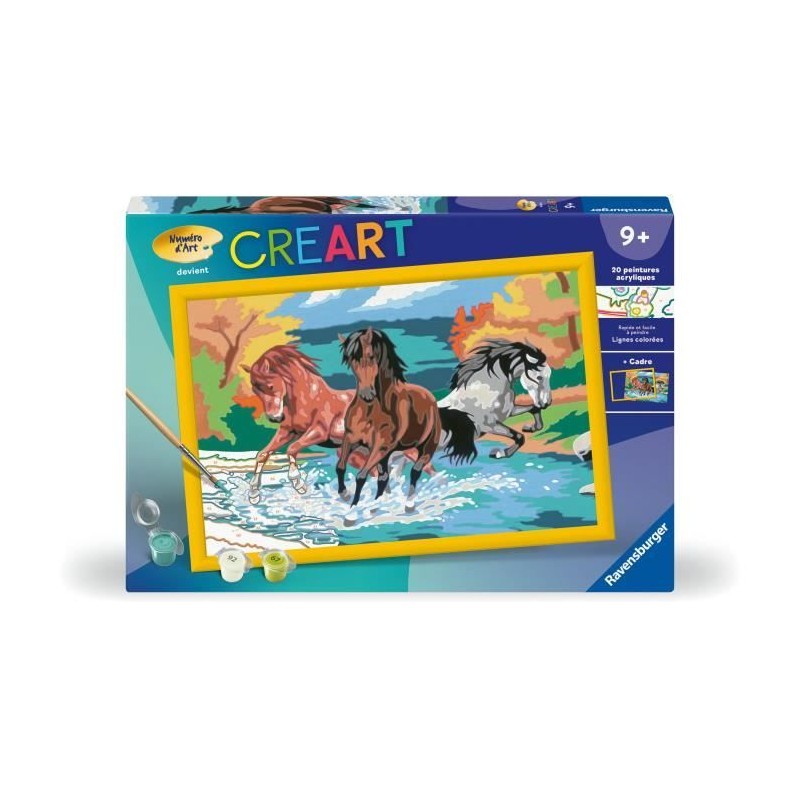 CreArt Kids 31x21cm Horde de chevaux, Kit de peinture par numéros Num CreArt Kids 31x21cm Horde de chevaux, Kit de peinture par numéros Num