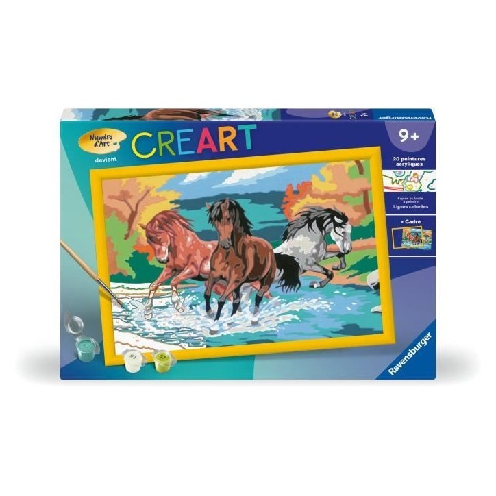 CreArt Kids 31x21cm Horde de chevaux, Kit de peinture par numéros Numéro d'Art, Des 9 ans, 25846, Ravensburger CreArt Kids 31x21cm Horde de chevaux, Kit de peinture par numéros Numéro d'Art, Des 9 ans, 25846, Ravensburger