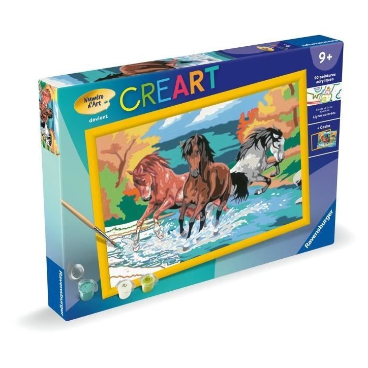CreArt Kids 31x21cm Horde de chevaux, Kit de peinture par numéros Numéro d'Art, Des 9 ans, 25846, Ravensburger CreArt Kids 31x21cm Horde de chevaux, Kit de peinture par numéros Numéro d'Art, Des 9 ans, 25846, Ravensburger