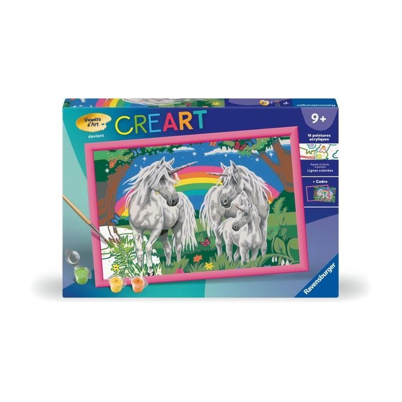 CreArt Kids 31x21cm Au pays des licornes, Kit de peinture par numéros CreArt Kids 31x21cm Au pays des licornes, Kit de peinture par numéros