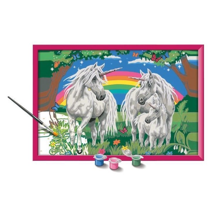 CreArt Kids 31x21cm Au pays des licornes, Kit de peinture par numéros Numéro d'Art, Des 9 ans, 25849, Ravensburger