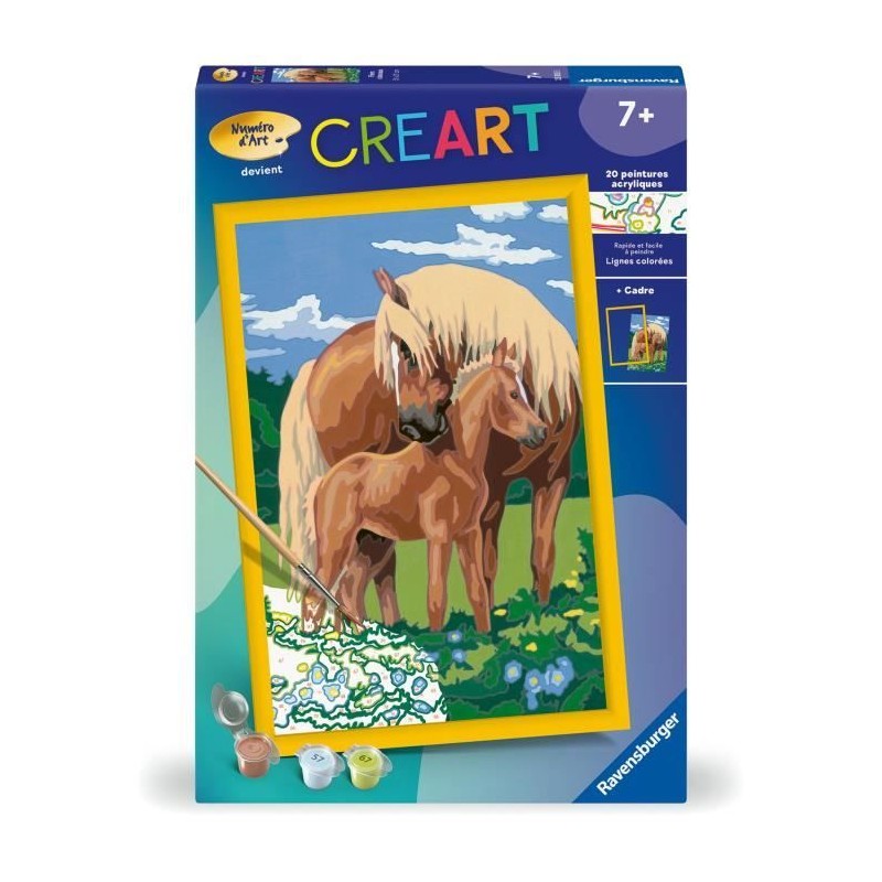 CreArt Kids 31x21cm Fiers chevaux, Kit de peinture par numéros Numér CreArt Kids 31x21cm Fiers chevaux, Kit de peinture par numéros Numér