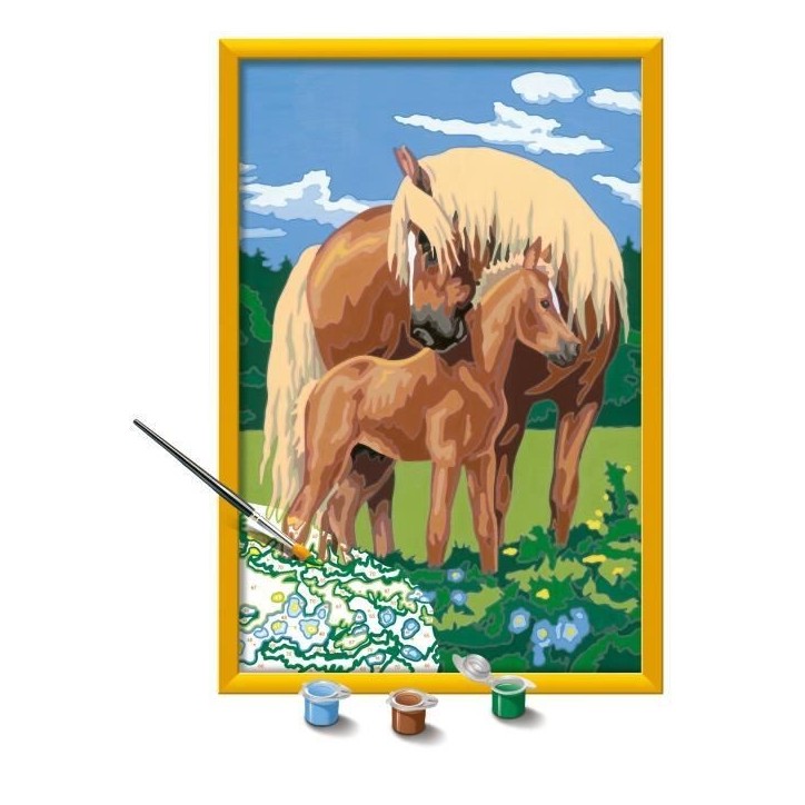 CreArt Kids 31x21cm Fiers chevaux, Kit de peinture par numéros Numéro d'Art, Des 7 ans, 25850, Ravensburger
