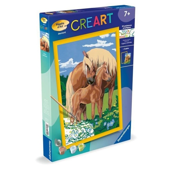 CreArt Kids 31x21cm Fiers chevaux, Kit de peinture par numéros Numéro d'Art, Des 7 ans, 25850, Ravensburger