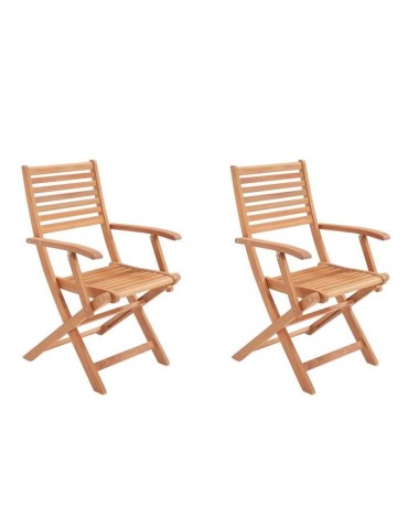 Lot de 2 fauteuils de jardin pliants en Acacia FSC - 57 x 52 x 90 cm