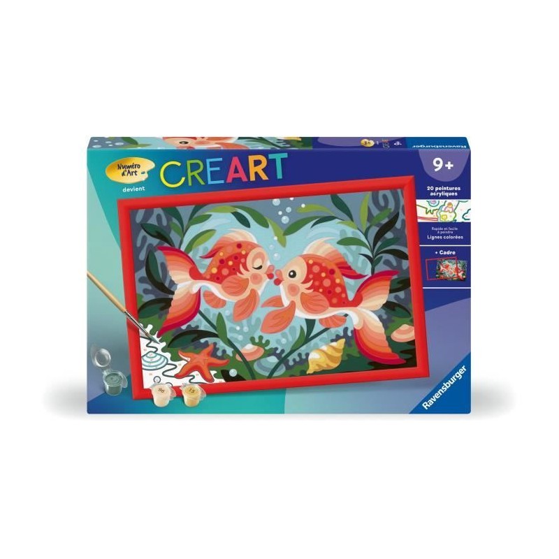 CreArt Kids 31x21cm Bisous de poissons, Kit de peinture par numéros N CreArt Kids 31x21cm Bisous de poissons, Kit de peinture par numéros N