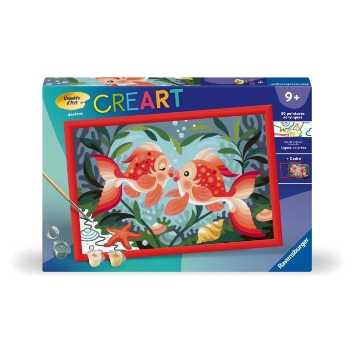 CreArt Kids 31x21cm Bisous de poissons, Kit de peinture par numéros Numéro d'Art, Des 7 ans, 25853, Ravensburger CreArt Kids 31x21cm Bisous de poissons, Kit de peinture par numéros Numéro d'Art, Des 7 ans, 25853, Ravensburger