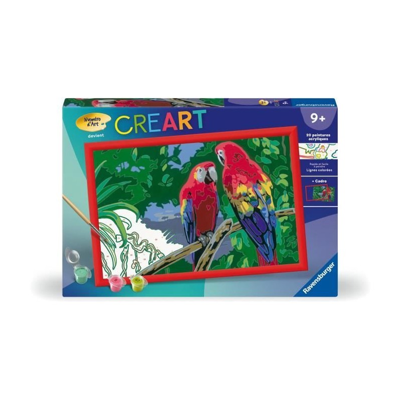 CreArt Kids 31x21cm Perroquets, Kit de peinture par numéros Numéro d CreArt Kids 31x21cm Perroquets, Kit de peinture par numéros Numéro d