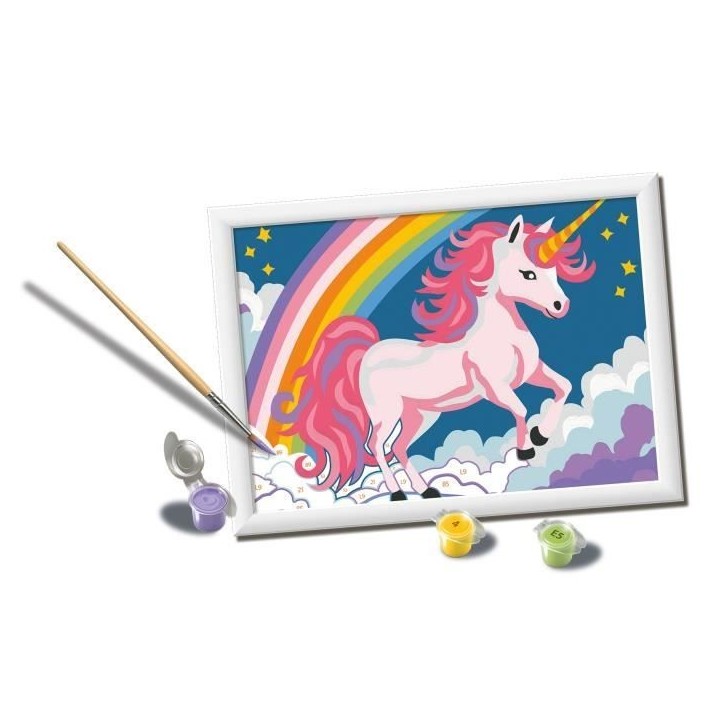CreArt Kids 18x24cm Licorne Néon, Kit de peinture par numéros Numéro d'Art, Des 7 ans, 25904, Ravensburger