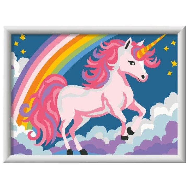 CreArt Kids 18x24cm Licorne Néon, Kit de peinture par numéros Numéro d'Art, Des 7 ans, 25904, Ravensburger