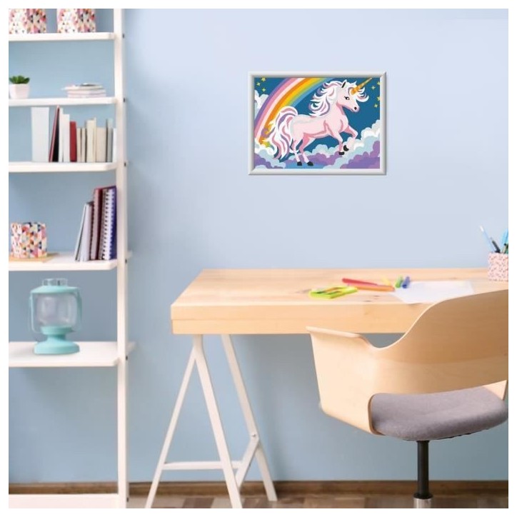 CreArt Kids 18x24cm Licorne Néon, Kit de peinture par numéros Numéro d'Art, Des 7 ans, 25904, Ravensburger