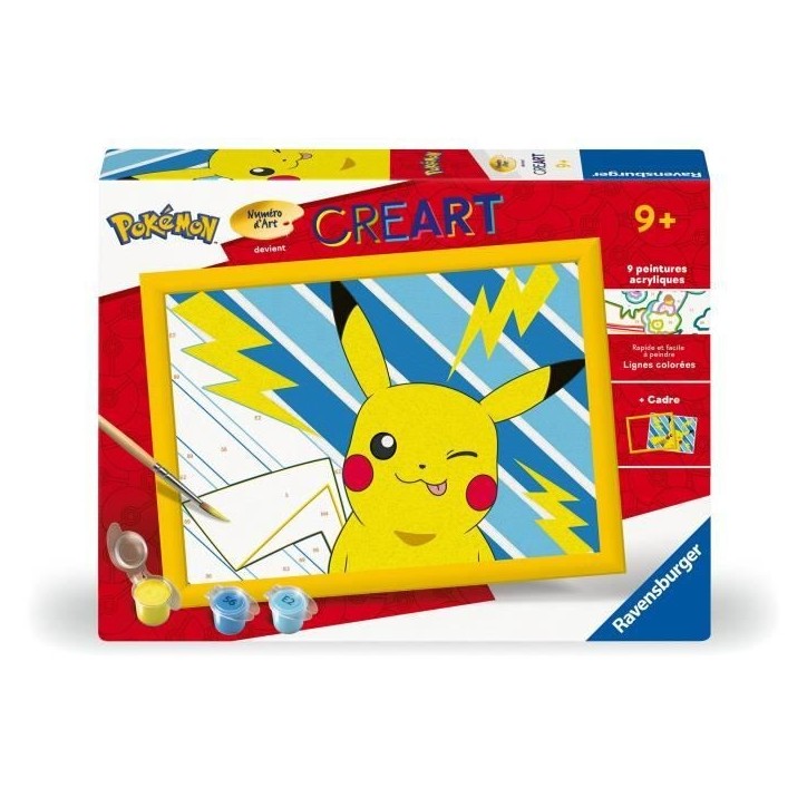 CreArt Kids 18x24cm Pikachu Éclair, Kit de peinture par numéros Numéro d'Art, Des 7 ans, 25905, Ravensburger CreArt Kids 18x24cm Pikachu Éclair, Kit de peinture par numéros Numéro d'Art, Des 7 ans, 25905, Ravensburger