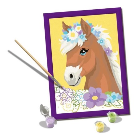 CreArt Kids 18x24cm Cheval fleuri, Kit de peinture par numéros Numéro d'Art, Des 7 ans, 25906, Ravensburger