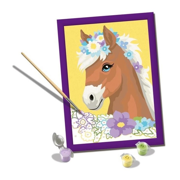CreArt Kids 18x24cm Cheval fleuri, Kit de peinture par numéros Numéro d'Art, Des 7 ans, 25906, Ravensburger CreArt Kids 18x24cm Cheval fleuri, Kit de peinture par numéros Numéro d'Art, Des 7 ans, 25906, Ravensburger