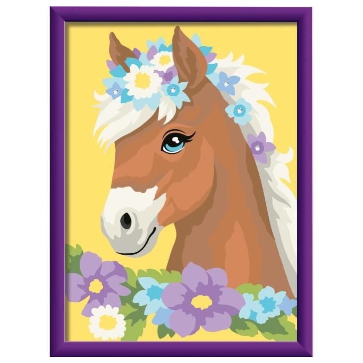 CreArt Kids 18x24cm Cheval fleuri, Kit de peinture par numéros Numéro d'Art, Des 7 ans, 25906, Ravensburger CreArt Kids 18x24cm Cheval fleuri, Kit de peinture par numéros Numéro d'Art, Des 7 ans, 25906, Ravensburger