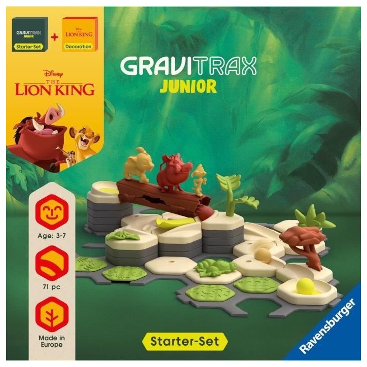 Gravitrax Junior Starter Set Le Roi Lion, Circuits de billes, 71 pieces, Des 3 ans, 73437, Ravensburger Gravitrax Junior Starter Set Le Roi Lion, Circuits de billes, 71 pieces, Des 3 ans, 73437, Ravensburger