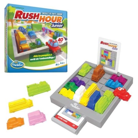 ThinkFun-Rush Hour Junior-Jeu de logique-Casse-tete-Embouteillage-40 défis 4 niveaux-1 Joueur ou plus des 5 ans-Ravensburger-76