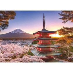 Puzzle 1000 pieces Cerisiers en fleurs du Mont Fuji, Adultes et enfant