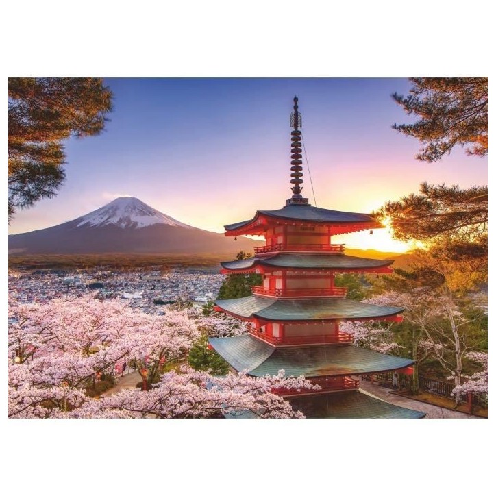 Puzzle 1000 pieces Cerisiers en fleurs du Mont Fuji, Adultes et enfants, Des 14 ans, Puzzle de qualité supérieure, 12000582, R