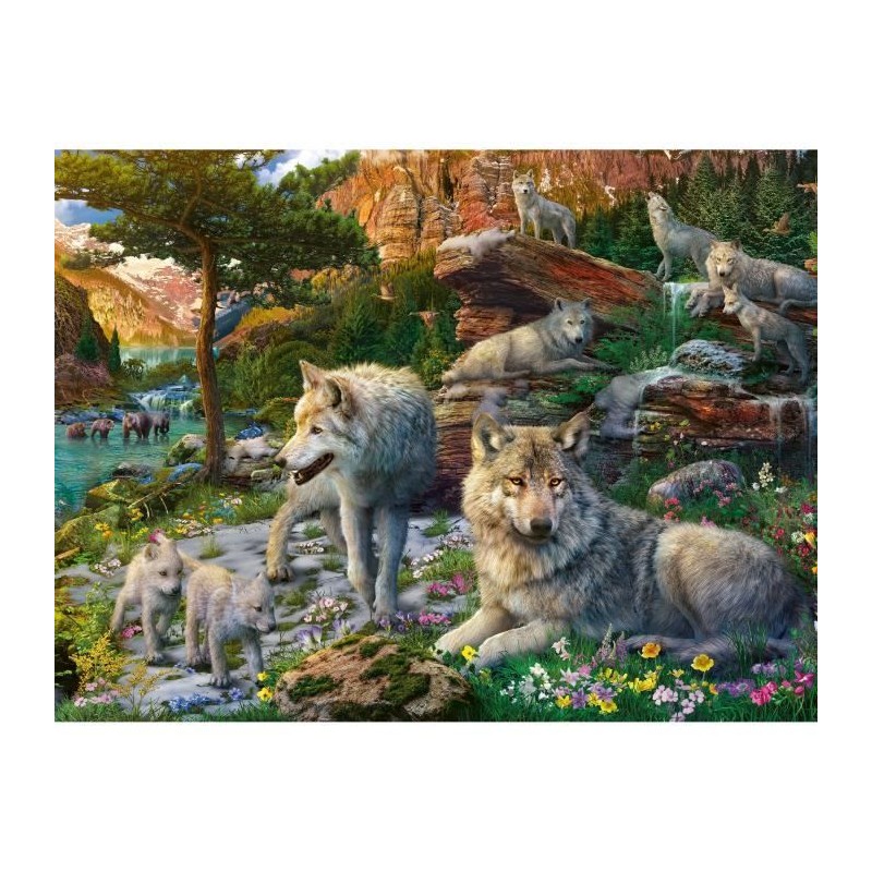 Puzzle 1500 pieces Loups au printemps, Adultes & enfants des 14 ans, P Puzzle 1500 pieces Loups au printemps, Adultes & enfants des 14 ans, P