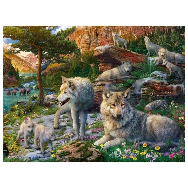Puzzle 1500 pieces Loups au printemps, Adultes & enfants des 14 ans, Puzzle de qualité supérieure 80x60cm, 12000719, Ravensbur Puzzle 1500 pieces Loups au printemps, Adultes & enfants des 14 ans, Puzzle de qualité supérieure 80x60cm, 12000719, Ravensbur