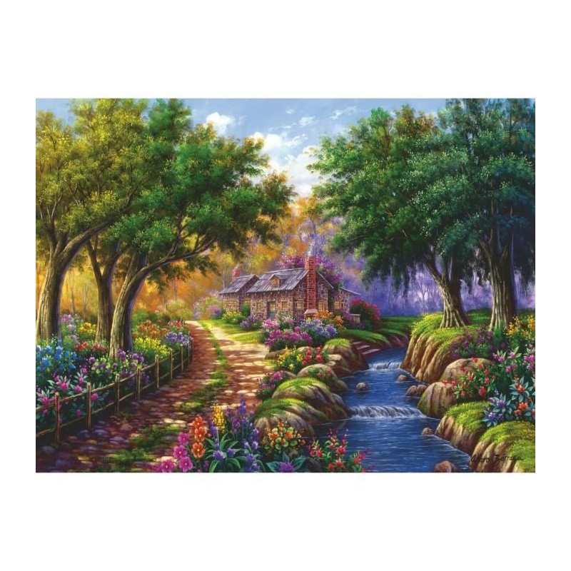 Puzzle 1500 pieces Cottage au bord de la riviere, Adultes & enfants de