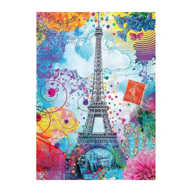 Nathan-Puzzle 1500 pieces-Tour Eiffel multicolore/Lars Stewart-Adultes Nathan-Puzzle 1500 pieces-Tour Eiffel multicolore/Lars Stewart-Adultes