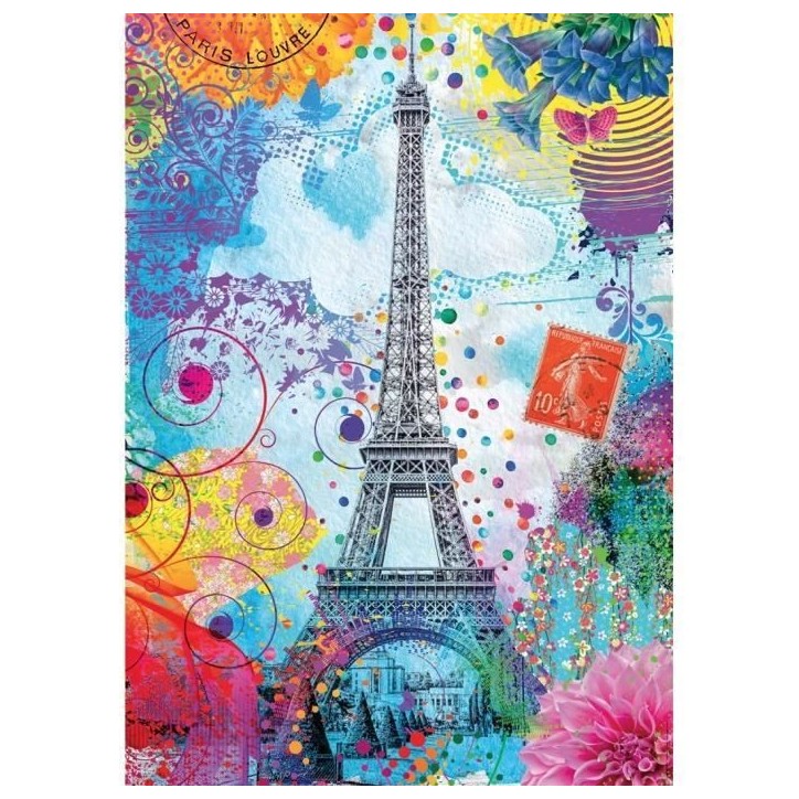 Nathan-Puzzle 1500 pieces-Tour Eiffel multicolore/Lars Stewart-Adultes et enfants des 14 ans-Puzzle de qualité supérieure-1200 Nathan-Puzzle 1500 pieces-Tour Eiffel multicolore/Lars Stewart-Adultes et enfants des 14 ans-Puzzle de qualité supérieure-1200