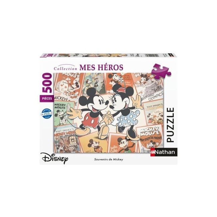 Puzzle 500 pieces Souvenirs de Mickey, Disney, Adultes et enfants, des 12 ans, 12000969, Nathan Puzzle 500 pieces Souvenirs de Mickey, Disney, Adultes et enfants, des 12 ans, 12000969, Nathan