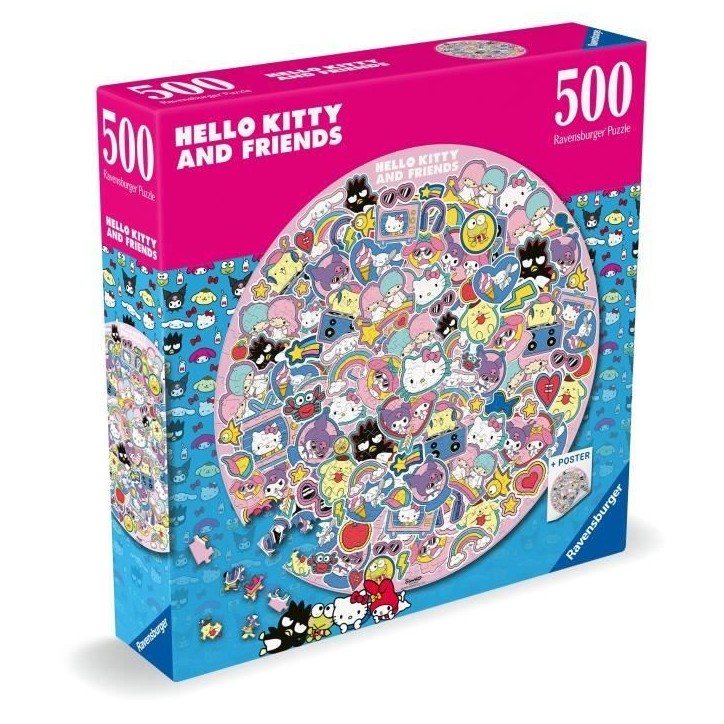 Puzzle rond 500 p Un tourbillon de douceur / Hello Kitty
