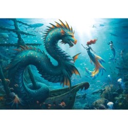 Puzzle 1000 pieces Dragon, sirene et tortues des profondeurs, des 14 a