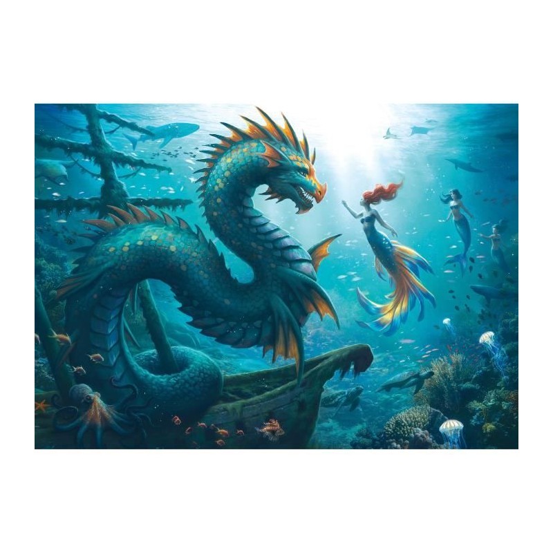 Puzzle 1000 pieces Dragon, sirene et tortues des profondeurs, des 14 a