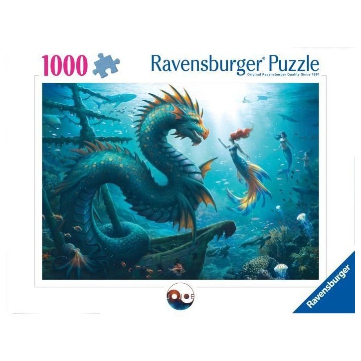Puzzle 1000 pieces Dragon, sirene et tortues des profondeurs, des 14 ans, Monstre, 12001434, Ravensburger Puzzle 1000 pieces Dragon, sirene et tortues des profondeurs, des 14 ans, Monstre, 12001434, Ravensburger